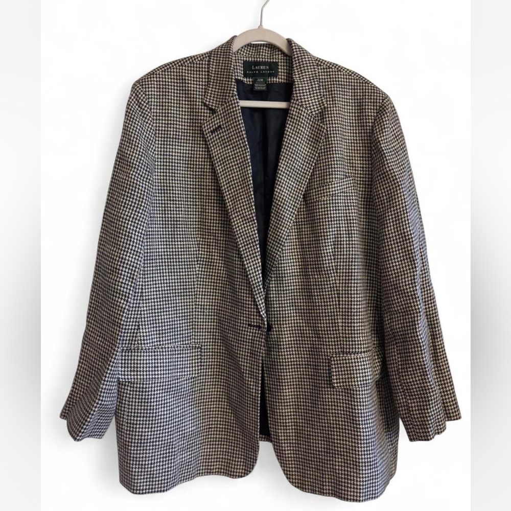 Ralph Lauren Black and White Houndstooth Blazer